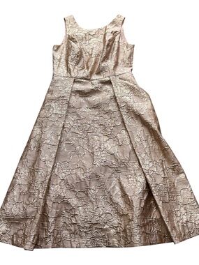 Nicole Miller Rose Gold Floral Brocade Fit-and-Flare Dress